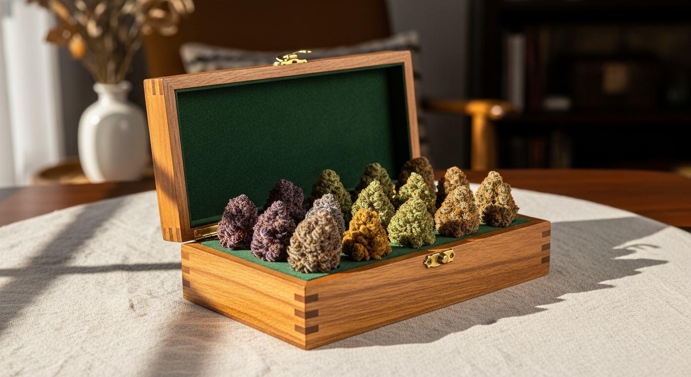 Assortiment de fleurs de CBD premium de différentes variétés
